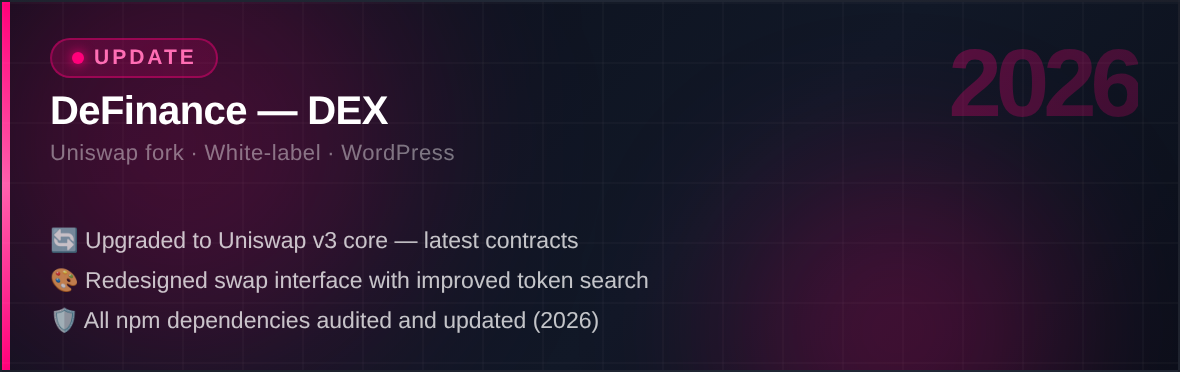 DeFinance DEX Update 2026