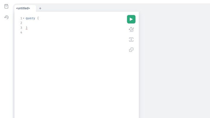 The gql.hashnode.com web playground — empty query editor with run button, no auth required to load.
