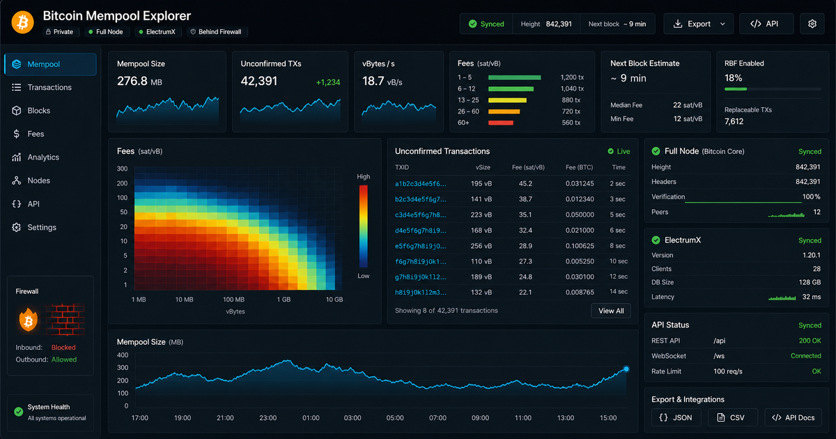 Self-Hosted Bitcoin Mempool Explorer: Full Node Setup Behind Firewall